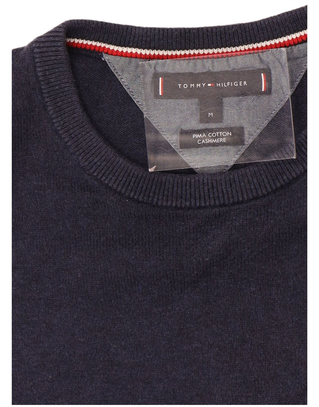 Męski sweter z okrągłym dekoltem Tommy Hilfiger, średni granatowy, bawełniany