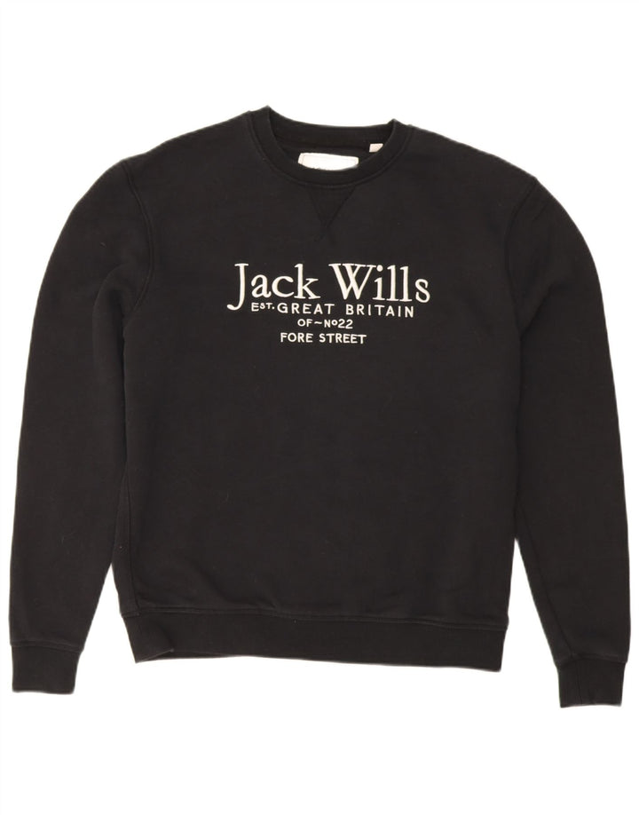 Męska bluza z grafiką Jack Wills, mała, czarna, bawełniana