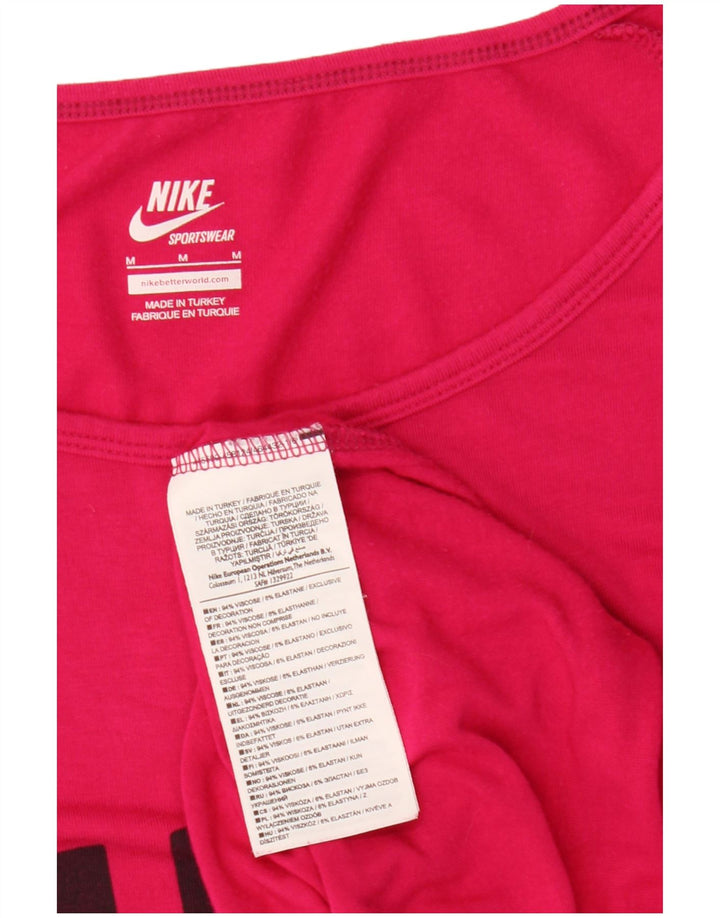 Damska koszulka graficzna Nike z długim rękawem, UK 14, średnioróżowa wiskoza