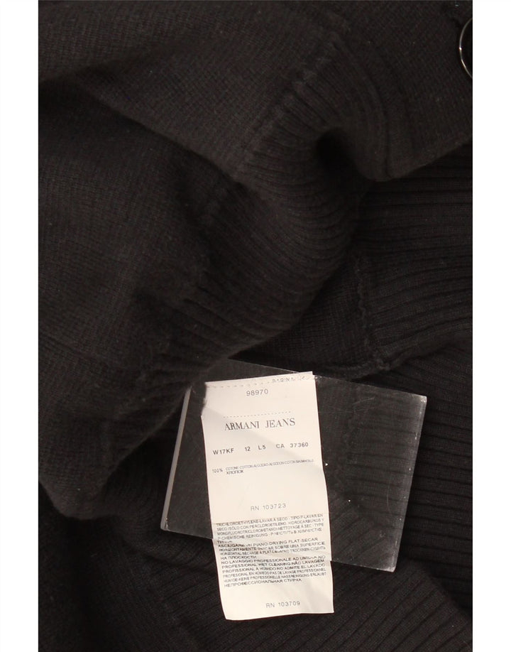 ARMANI JEANS Damski sweter kardigan UK 12 Średni czarny bawełniany