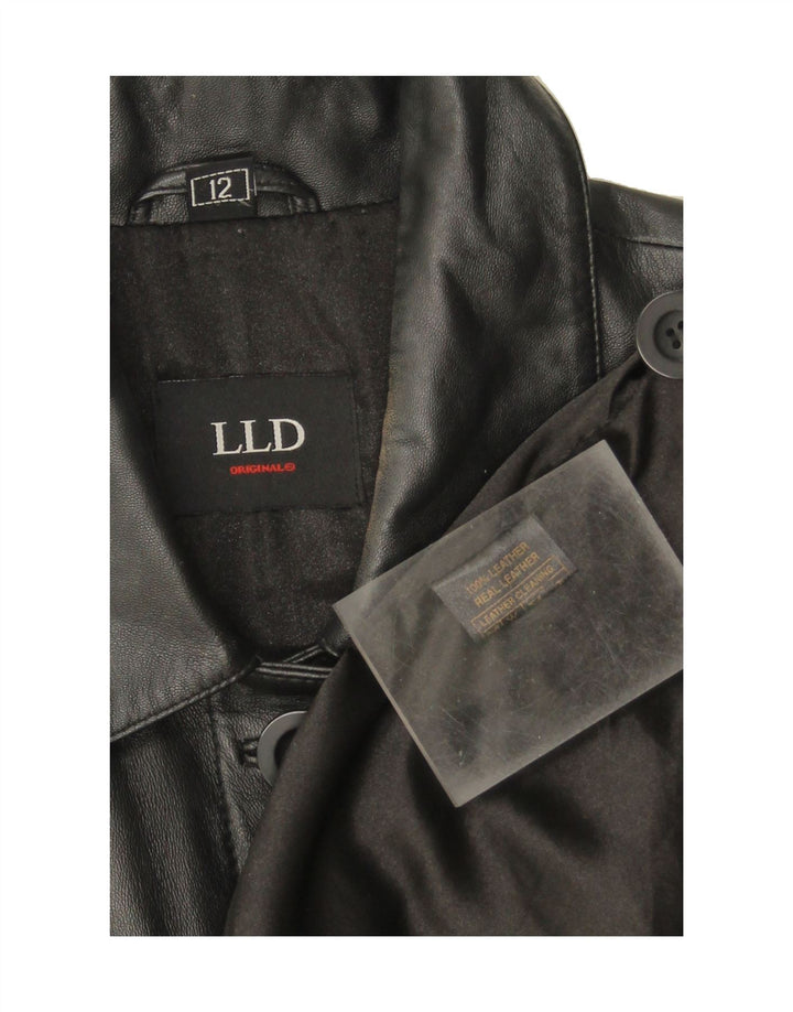 LLD Womens Leather Coat UK 12 Medium Black Leather Vintage LLD and Second-Hand LLD from Messina Hembry 