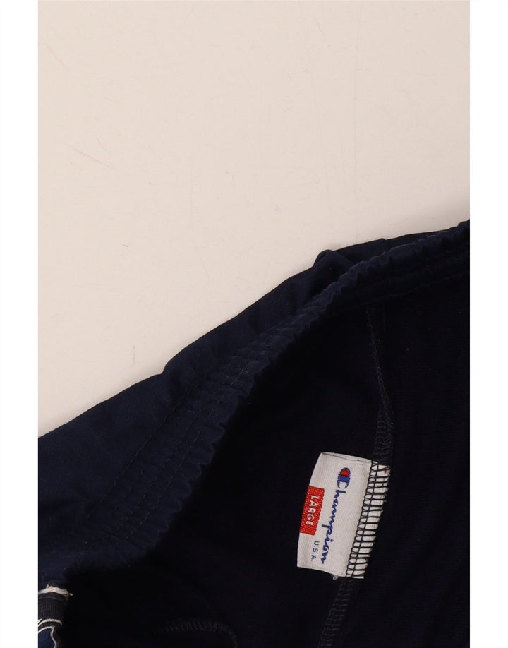 CHAMPION Mens Graphic Tracksuit Trousers Large  Navy Blue Vintage Champion and Second-Hand Champion from Messina Hembry 