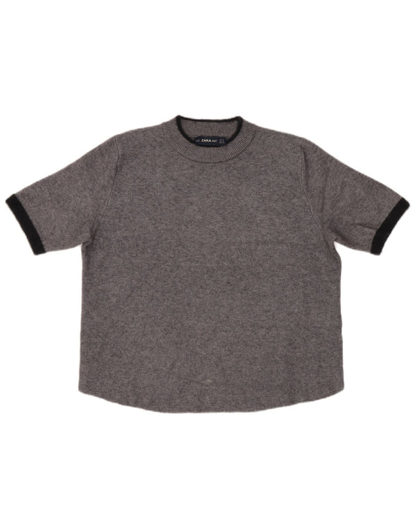 Damski sweter z krótkim rękawem i golfem Zara UK 10 Small Grey