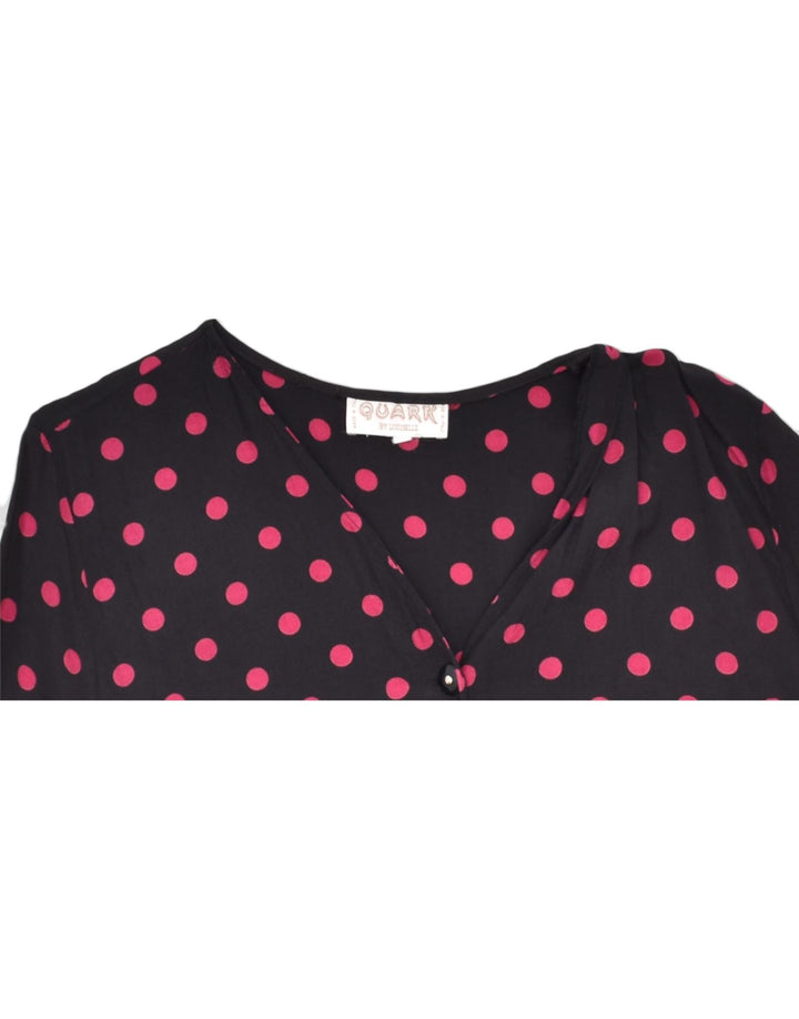 VINTAGE Womens Short Sleeve Shirt Blouse UK 18 XL Navy Blue Polka Dot | Vintage | Thrift | Second-Hand | Used Clothing | Messina Hembry 