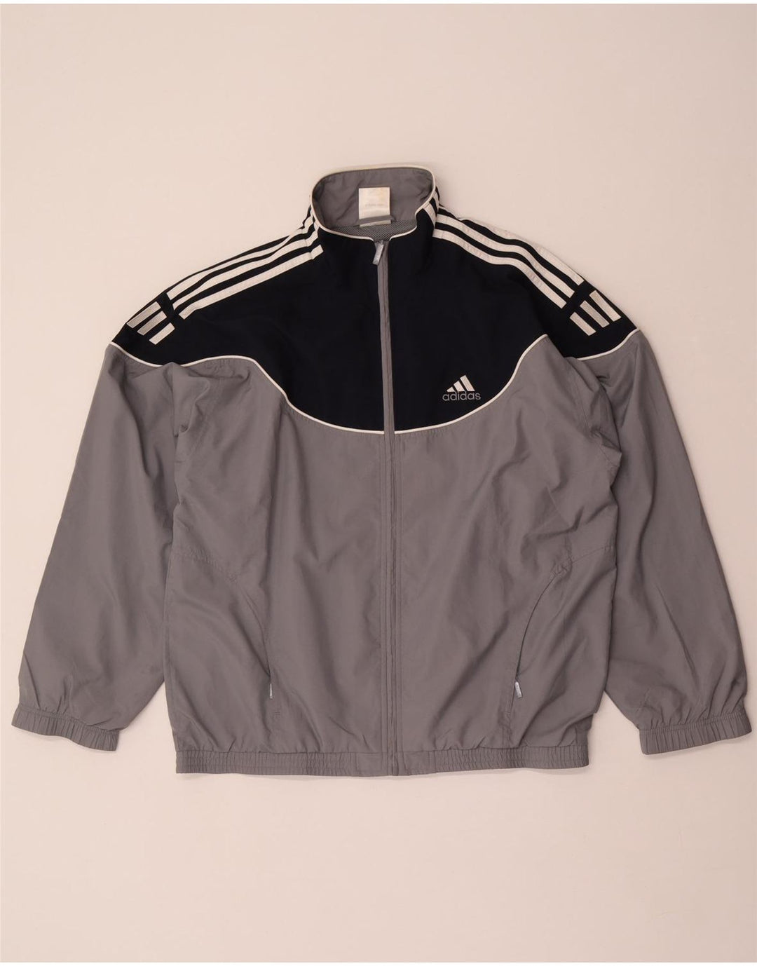 Męska bluza dresowa Adidas UK 38/40 Średni szary poliester z blokami kolorów