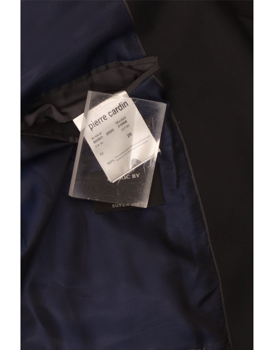 Męska marynarka zapinana na 1 guzik Pierre Cardin UK 40, duża czarna dziewicza wełna
