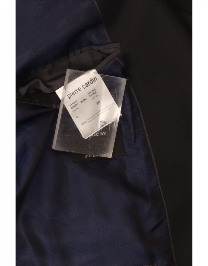 Męska marynarka zapinana na 1 guzik Pierre Cardin UK 40, duża czarna dziewicza wełna