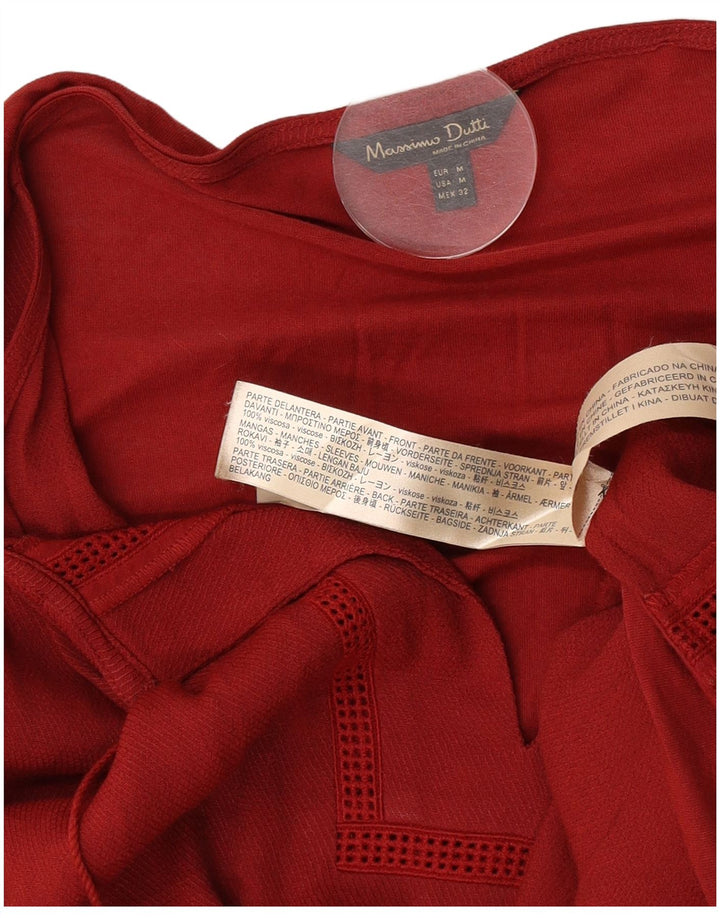 Damski top-tunika z rękawem 3/4 Massimo Dutti UK 14 Średni bordowy wiskoza