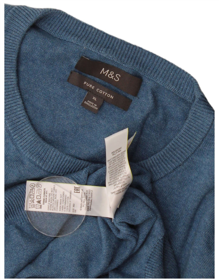 Marks & Spencer Męski sweter z okrągłym dekoltem XL, niebieski, bawełniany