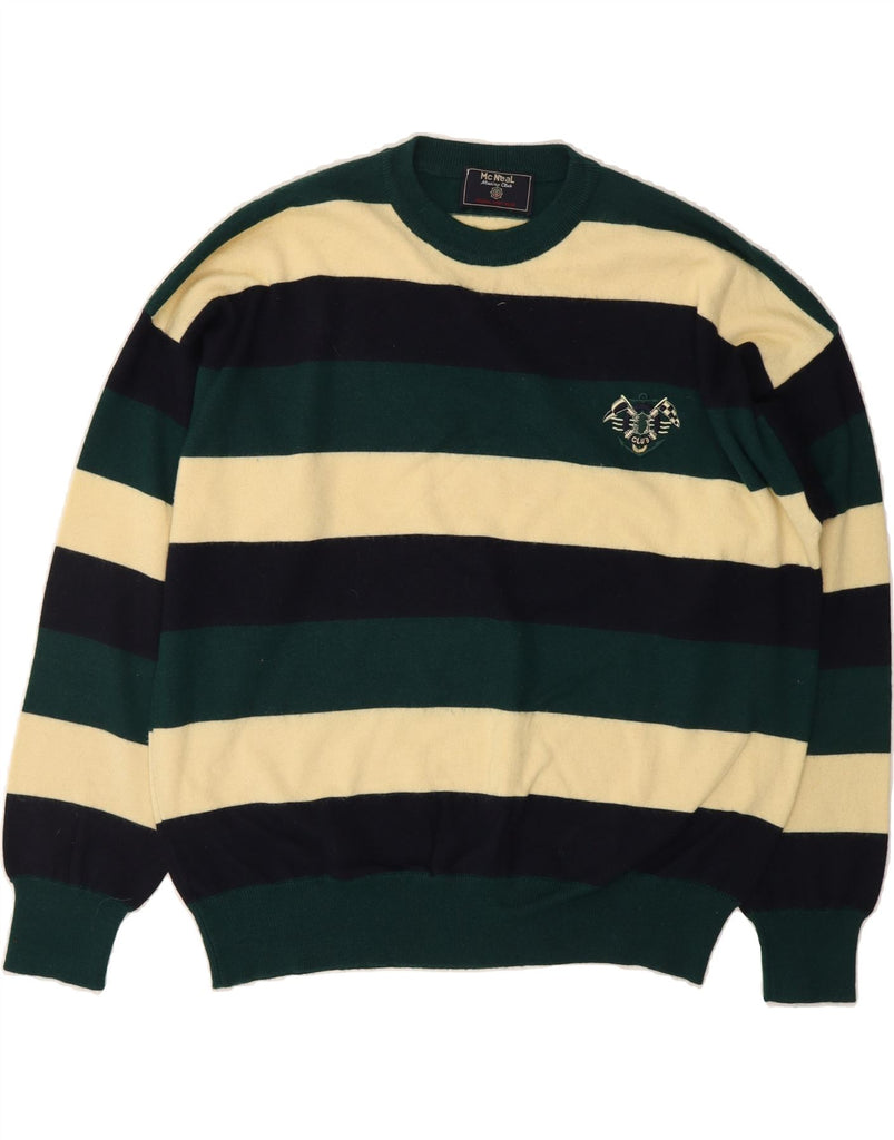 MC NEAL Mens Crew Neck Jumper Sweater IT 54 XL Green Striped Vintage MC Neal and Second-Hand MC Neal from Messina Hembry 