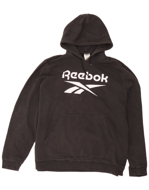 Męski sweter z kapturem Reebok z grafiką 2XL, czarny, bawełniany