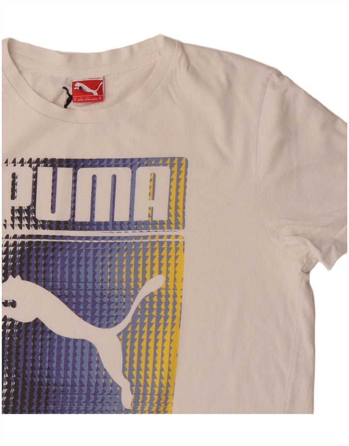 Męska koszulka z grafiką Puma, średnia, biała bawełna