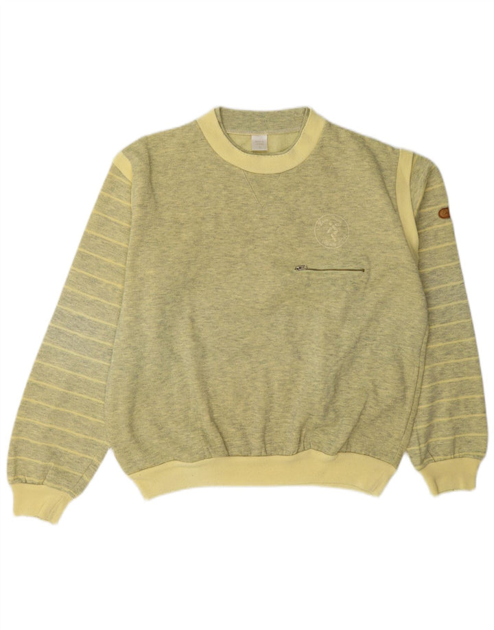 Sweter męski w stylu vintage, duży, w żółte paski