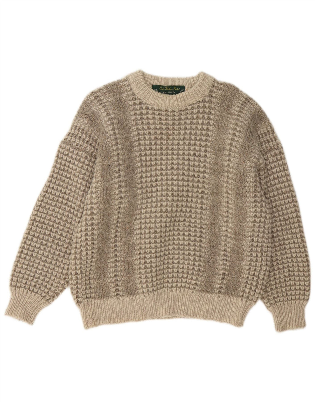 Męski sweter Killarney z dekoltem w łódkę UK 40 Średni beż Nowa wełna