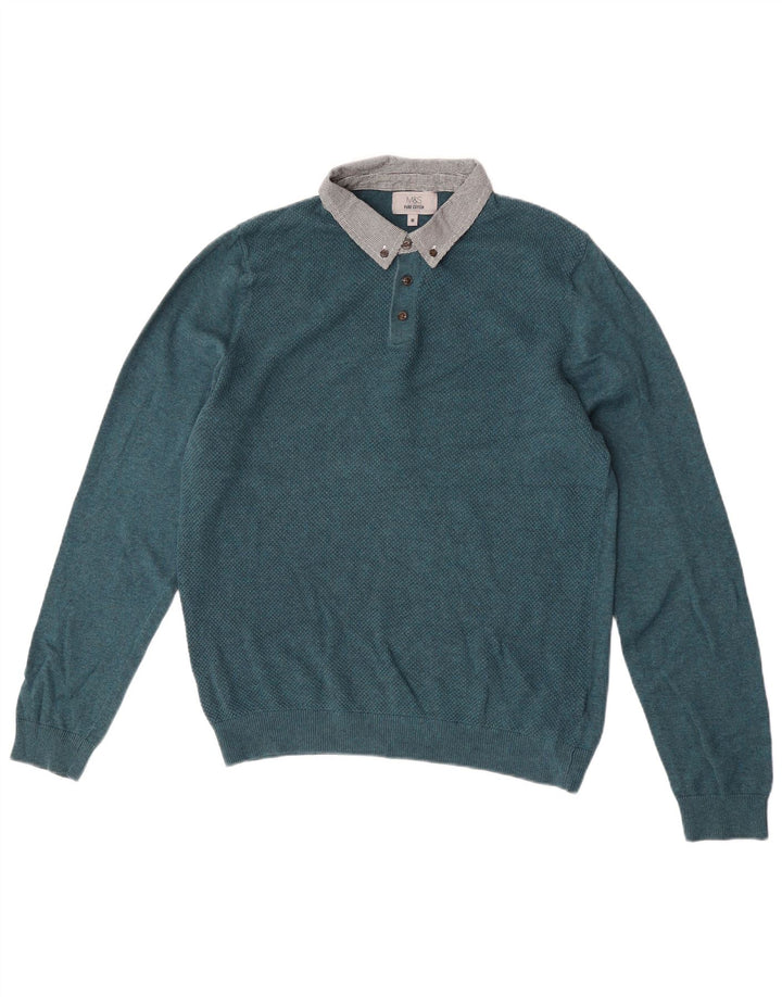 Męski sweter polo Marks & Spencer w kolorze średniozielonym