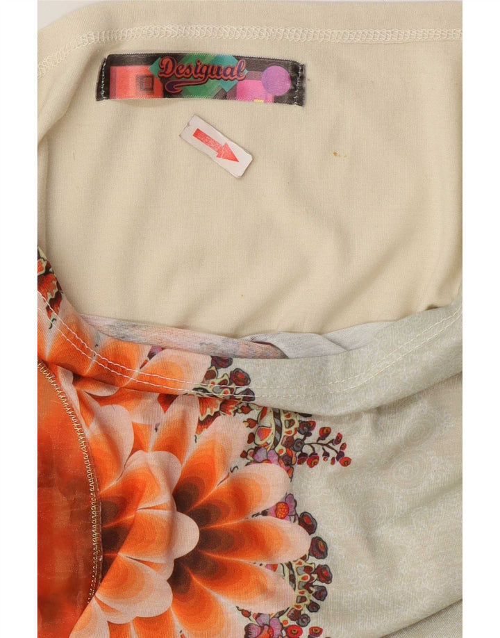 Damska bluzka oversize Desigual Top UK 16, duża, beżowa, z kwiatowym poliestrem