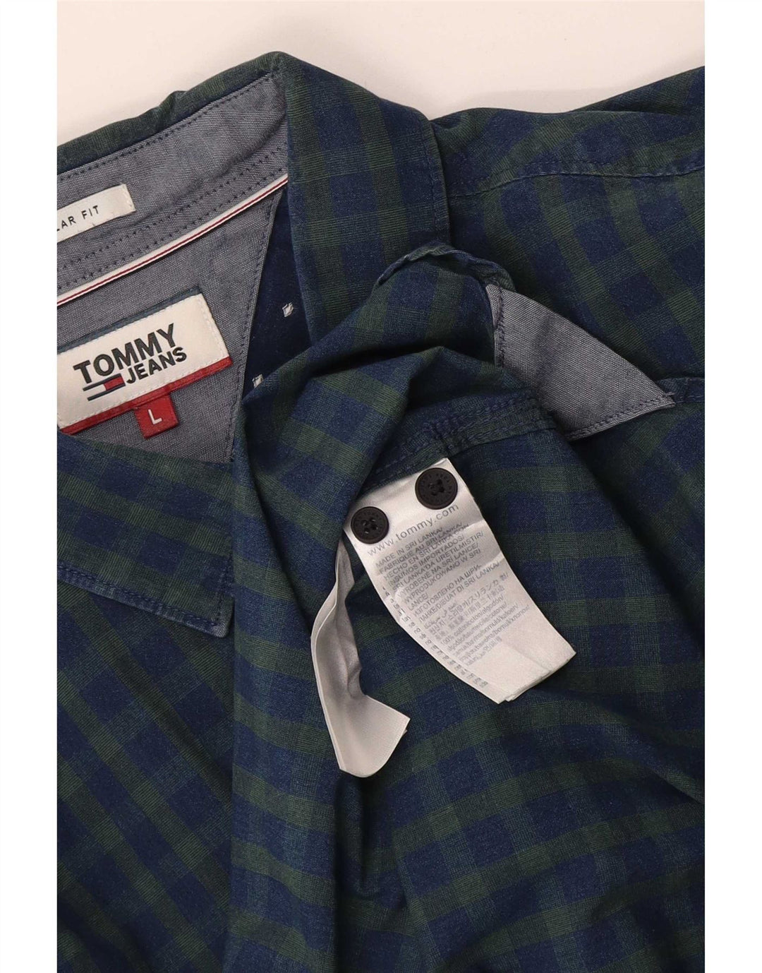 Męska koszula o regularnym kroju Tommy Hilfiger, duża, niebieska bawełniana kratka
