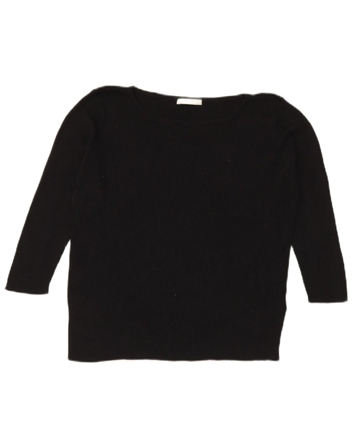 Marks & Spencer Damski top z rękawem 3/4, UK 18 XL, czarny jedwab