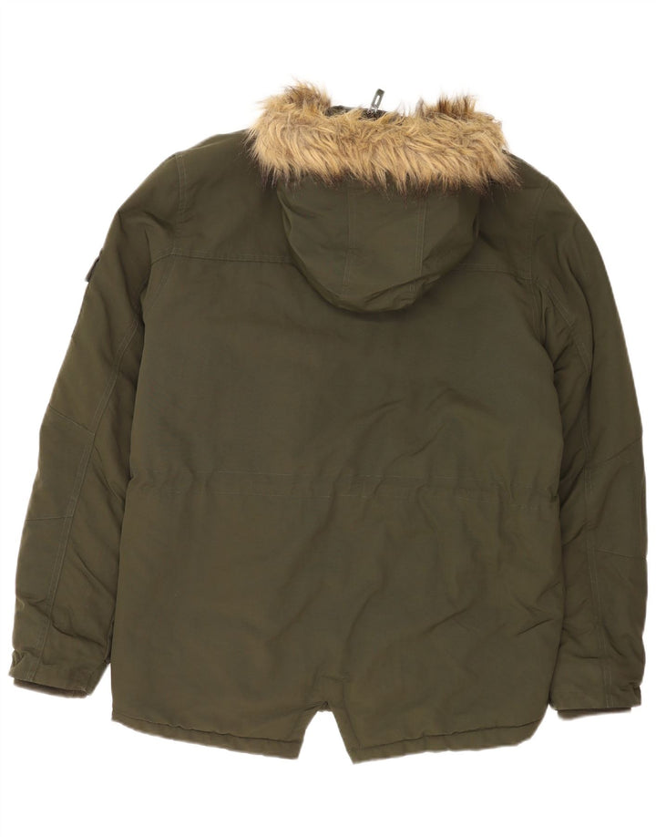 Męska kurtka parka z kapturem Ellesse UK 38, średni nylon khaki