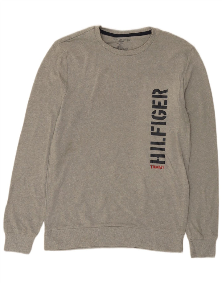 Męska bluza z grafiką TOMMY HILFIGER, mała, szara, bawełniana