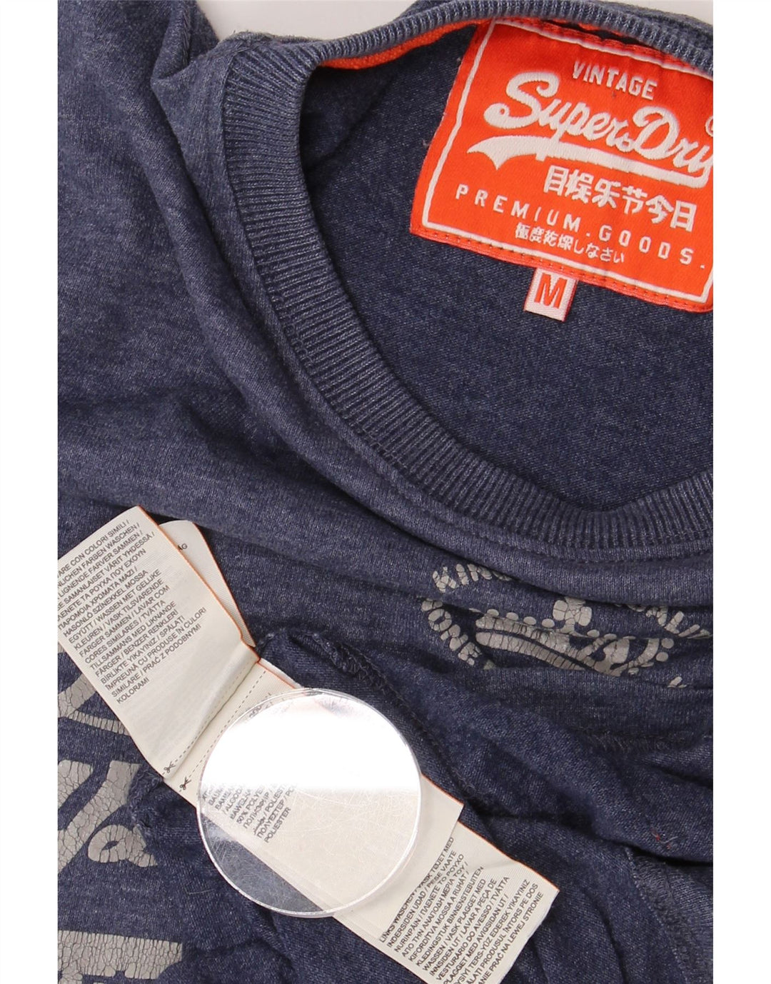 Męska koszulka z grafiką SUPERDRY Top, średnia, granatowa bawełna