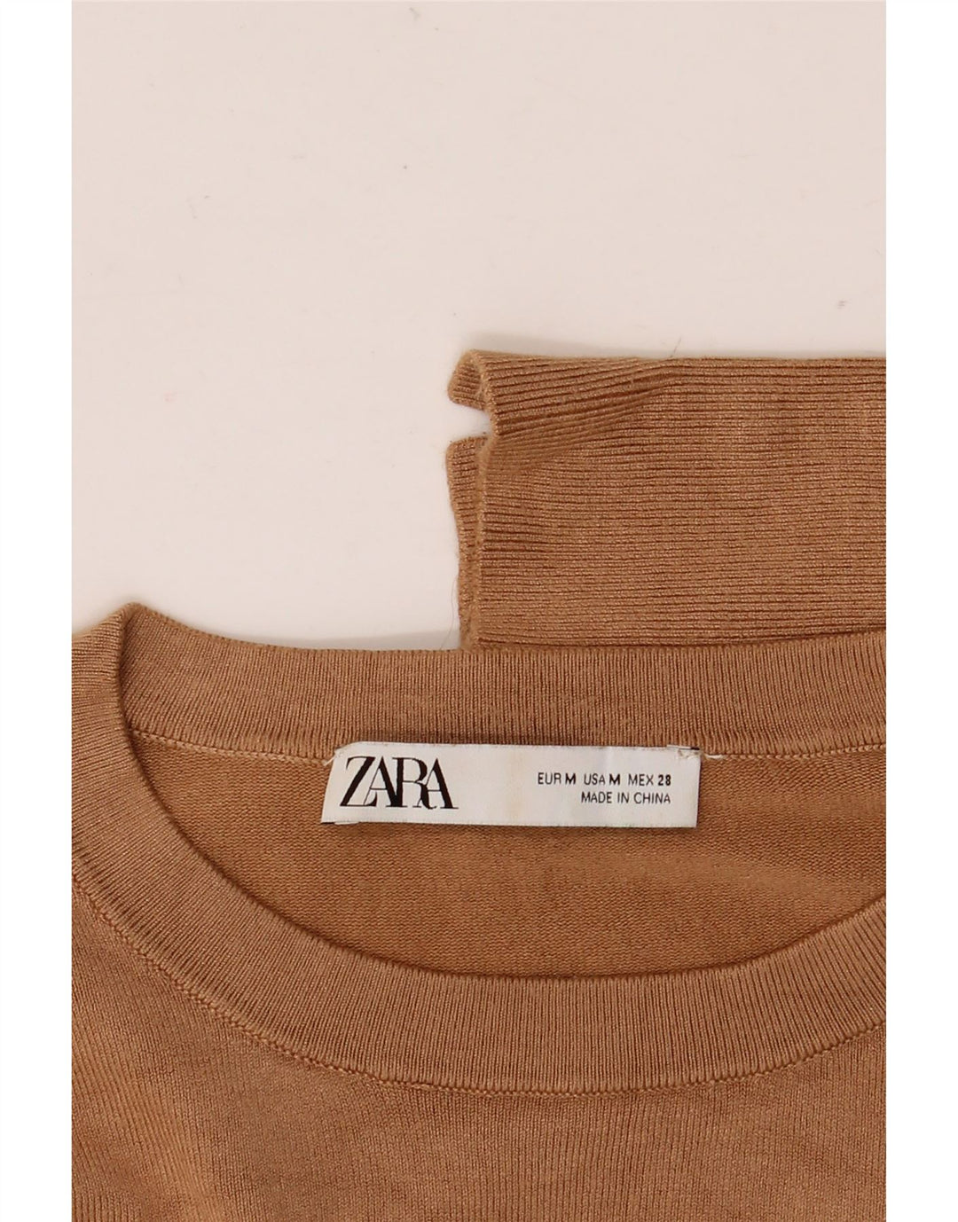 Sweter damski Zara z okrągłym dekoltem UK 14, średni brąz