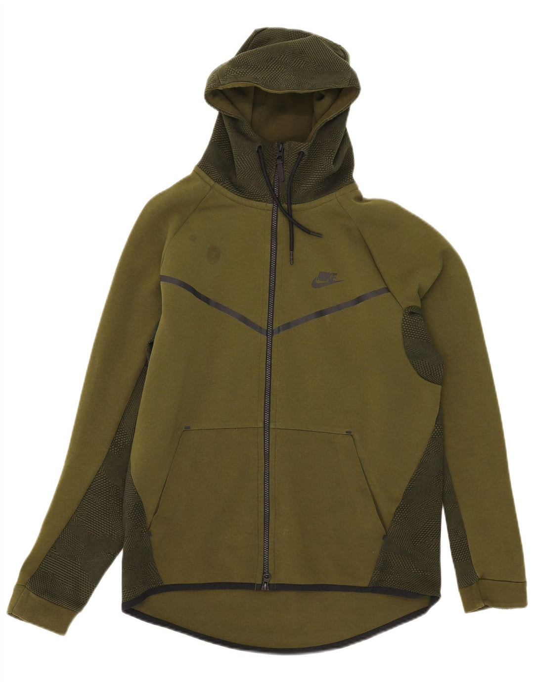 Męski sweter z kapturem i zamkiem Nike, bawełna w kolorze khaki, kamuflaż
