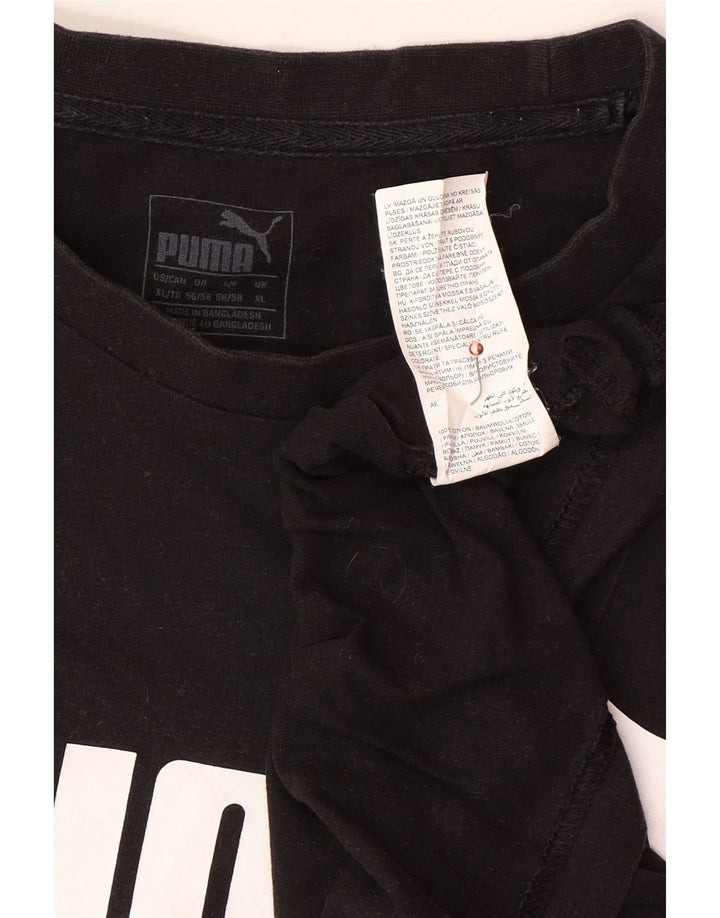 Męski T-shirt z grafiką PUMA, top XL, czarna bawełna