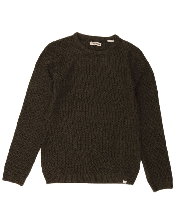 Męski sweter Jack & Jones z okrągłym dekoltem, mały, khaki, akryl