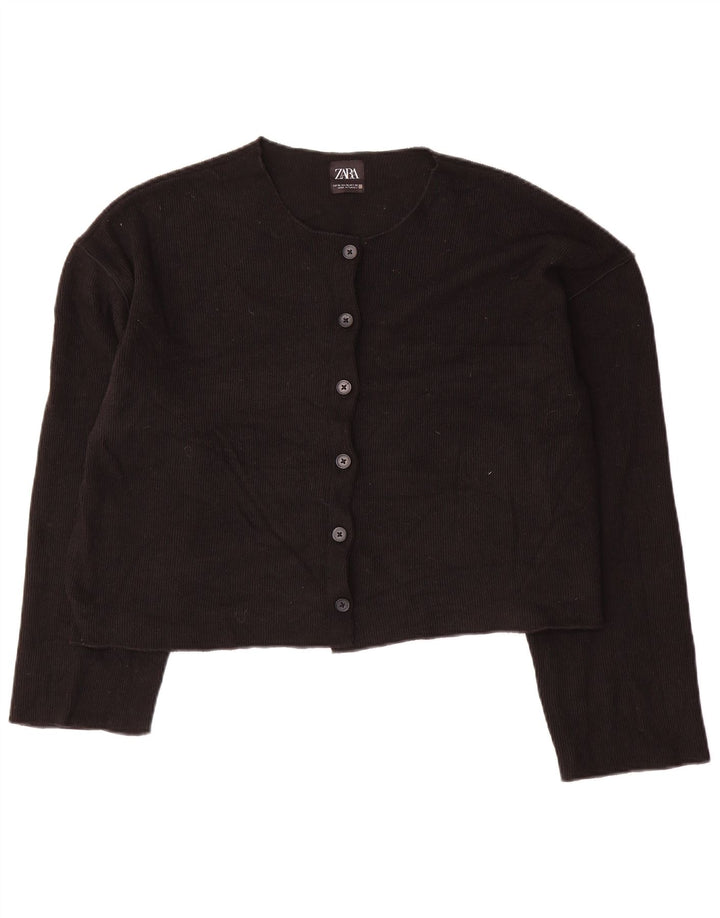 Sweter damski Zara Crop Cardigan UK 18 XL, czarny poliester