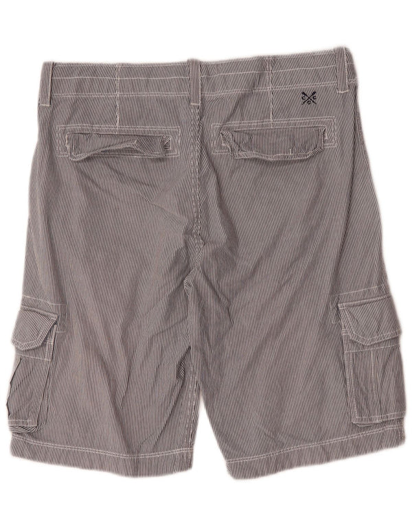 Crew Clothing Męskie spodenki cargo, małe W29, szare, bawełniane w prążki