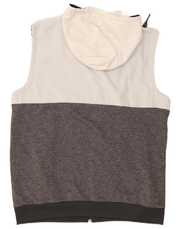 Męski sweter ADIDAS bez rękawów i zapinany na zamek, duży, szary poliester z blokami kolorów