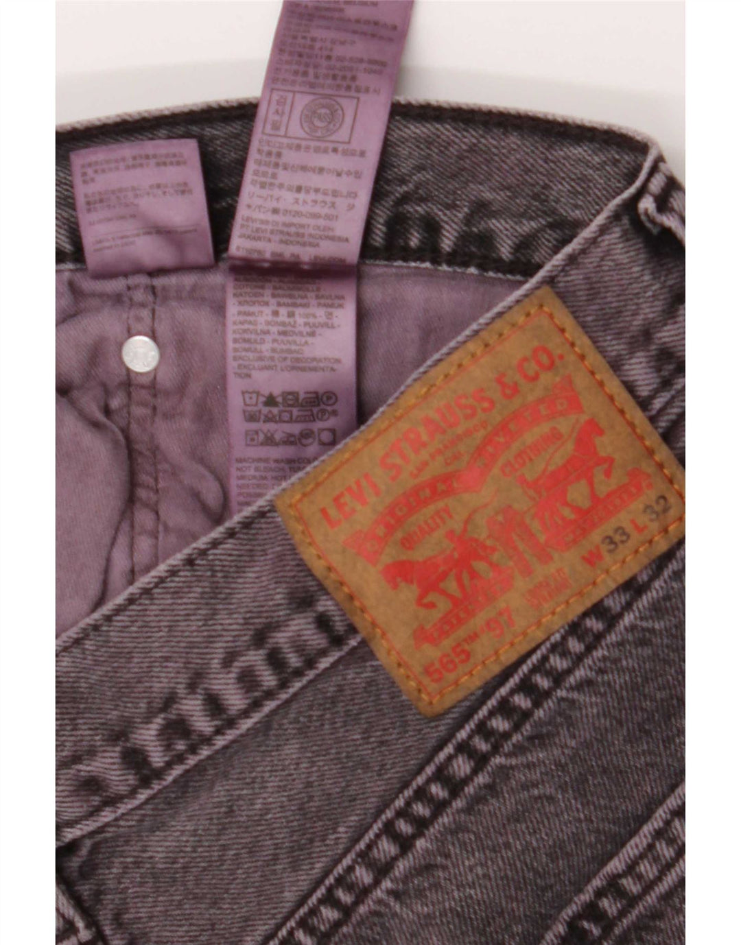 Męskie jeansy Levi's 565 Straight W33 L32 Fioletowa bawełna
