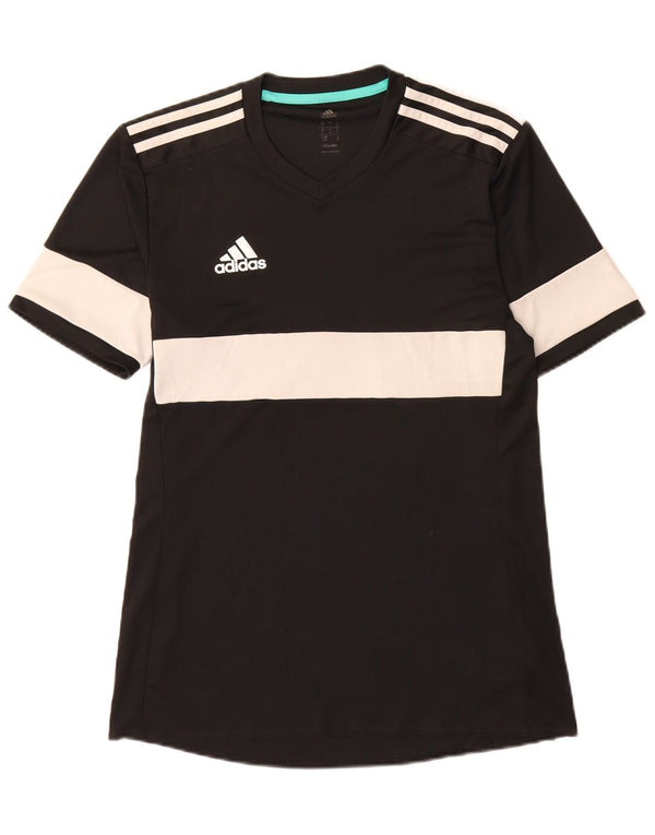 Adidas Męska koszulka Climalite Top, mała, czarna, z blokami kolorów, poliestrowa