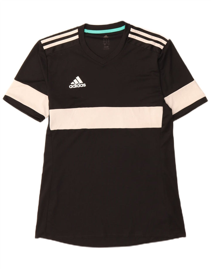 Adidas Męska koszulka Climalite Top, mała, czarna, z blokami kolorów, poliestrowa