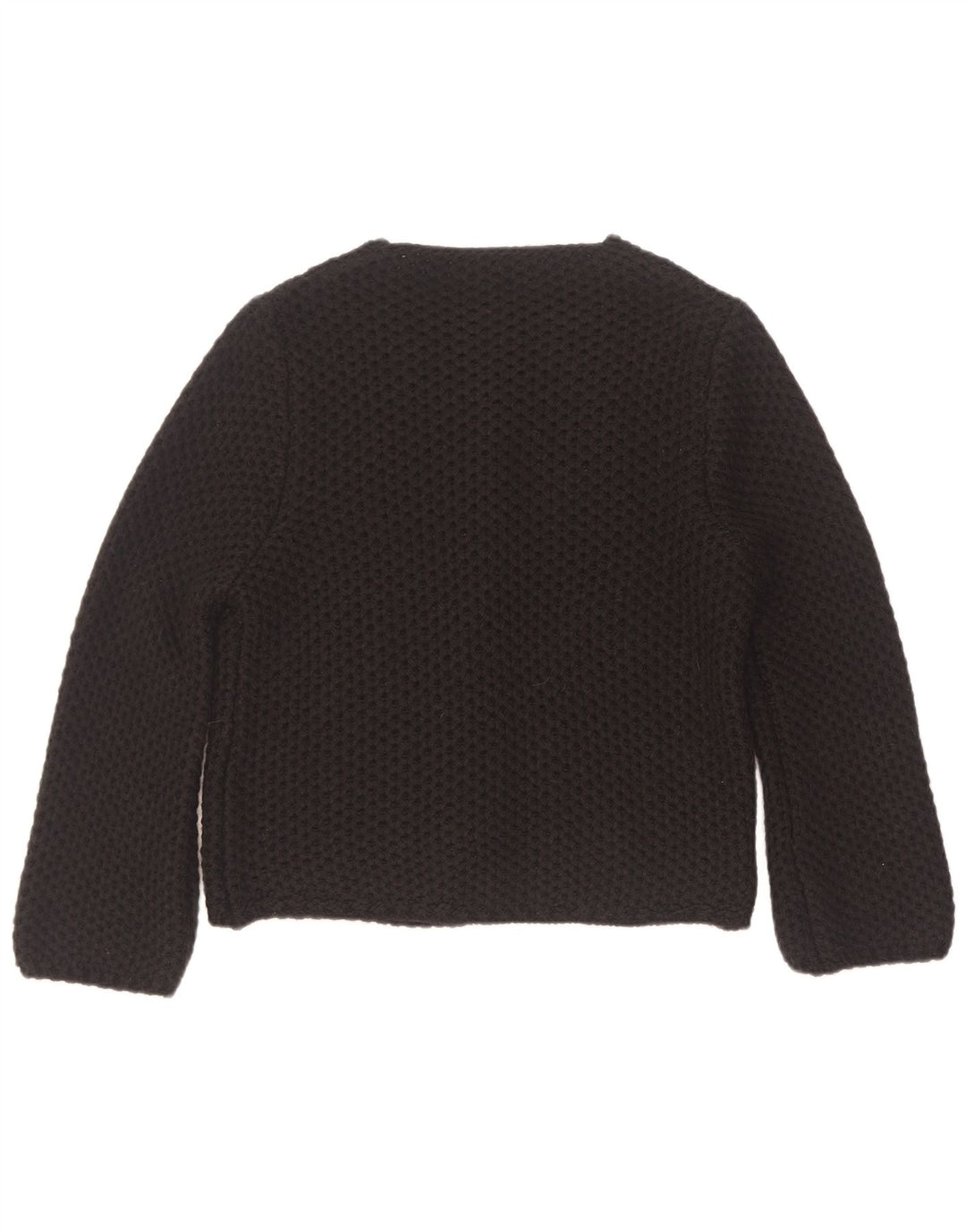 Vintage damski sweter rozpinany UK 14 średni czarny akryl
