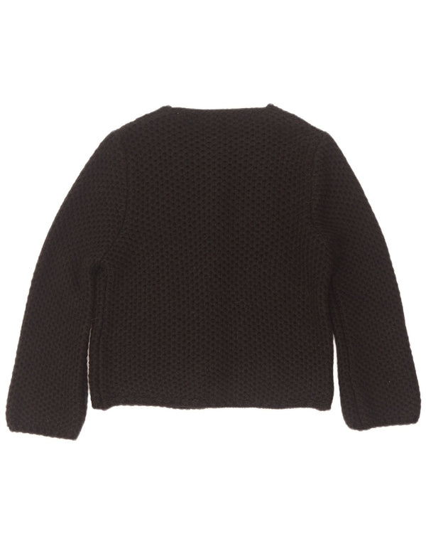 Vintage damski sweter rozpinany UK 14 średni czarny akryl