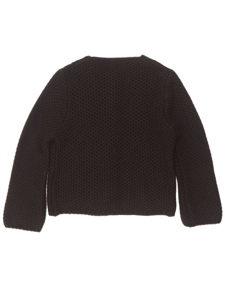 Vintage damski sweter rozpinany UK 14 średni czarny akryl