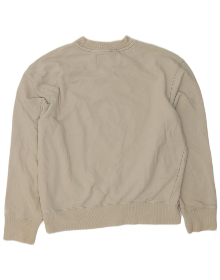 Męska bluza z grafiką Calvin Klein Jeans, średnia, biała, bawełniana