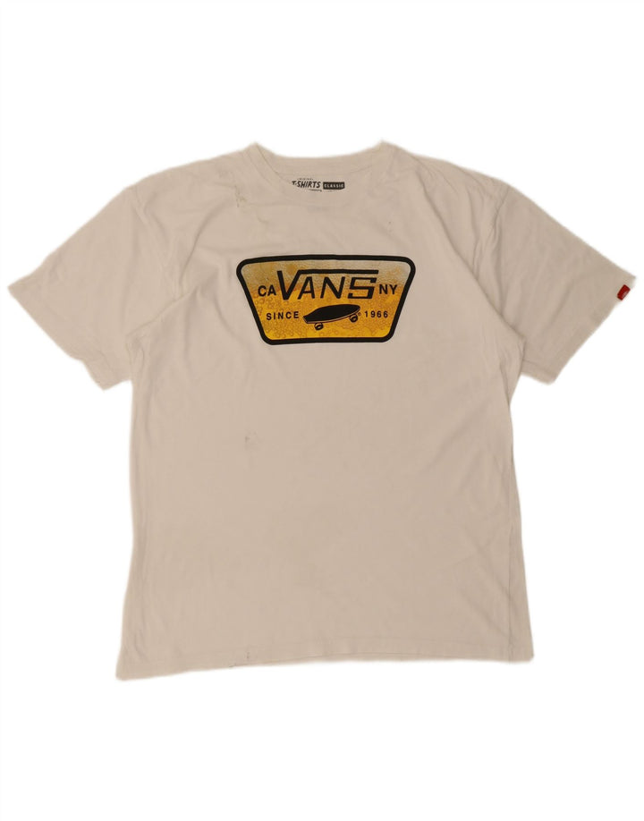 Męski T-shirt z grafiką Vans, duży, biały, bawełniany