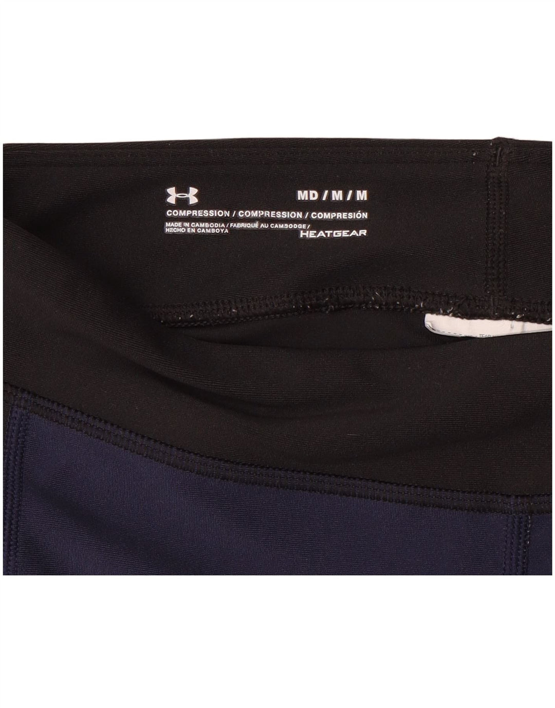 UNDER ARMOUR Womens Leggings UK 12 Medium Navy Blue Colourblock