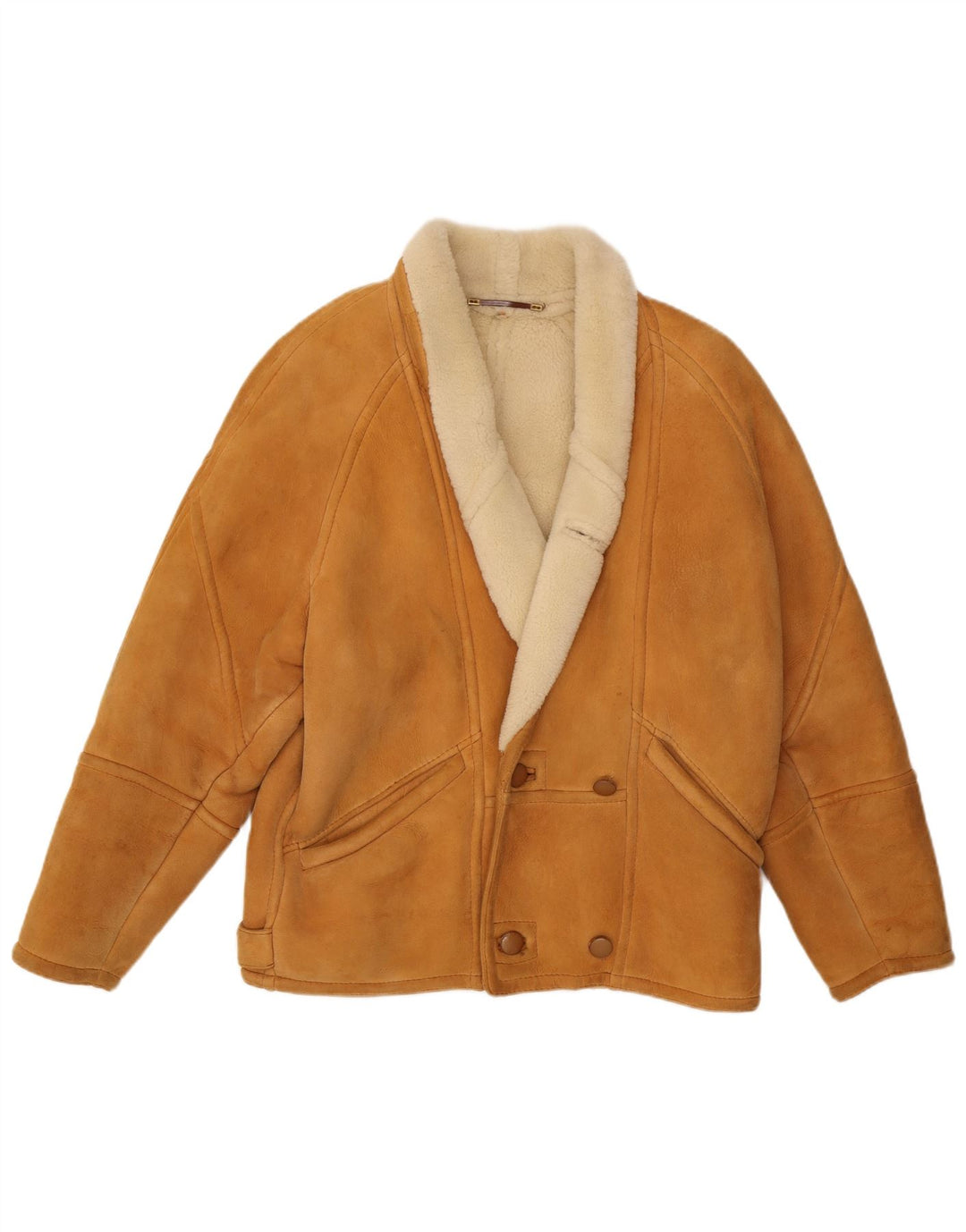 Vintage męska kurtka Shearling z podwójnymi piersiami UK 42 XL, beżowa