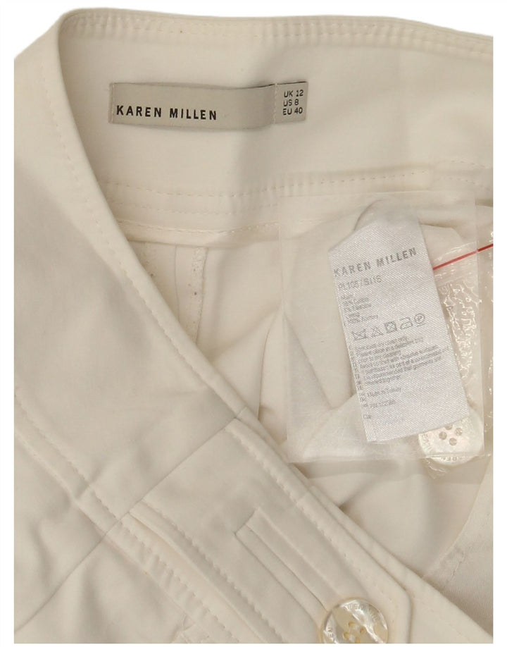 KAREN MILLEN Proste, przycięte spodnie damskie UK 12 Medium W30 L24 Białe