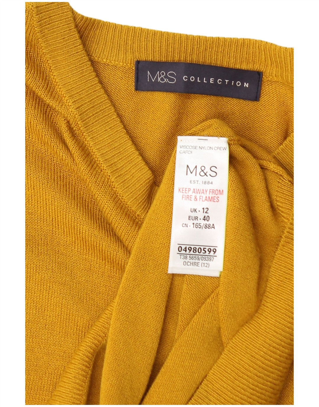 MARKS & SPENCER Damski sweter kardigan UK 12 Średni żółty wiskoza
