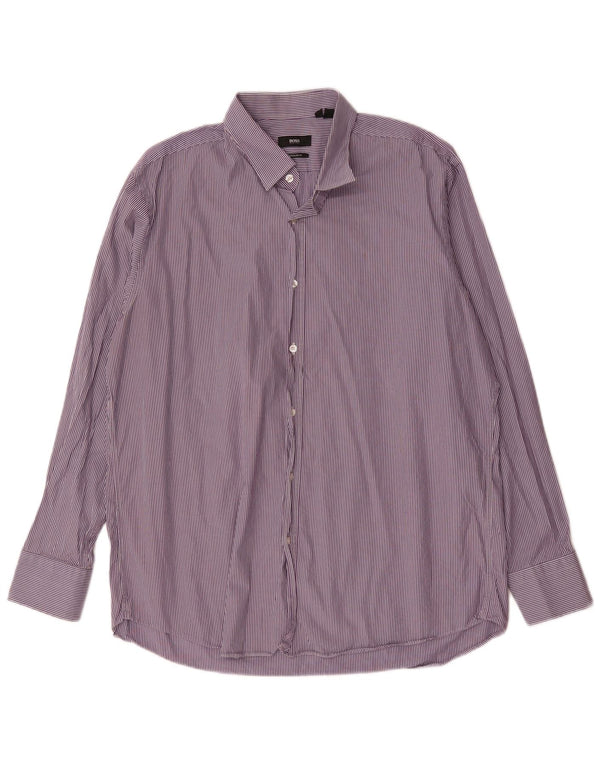 Koszula męska Hugo Boss o regularnym kroju, rozmiar 17 1/2 XL, fioletowe prążki