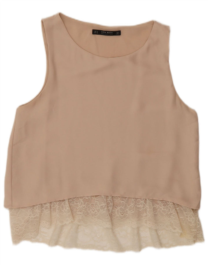 Damska bluzka bez rękawów Zara Top UK 10 Small Beige