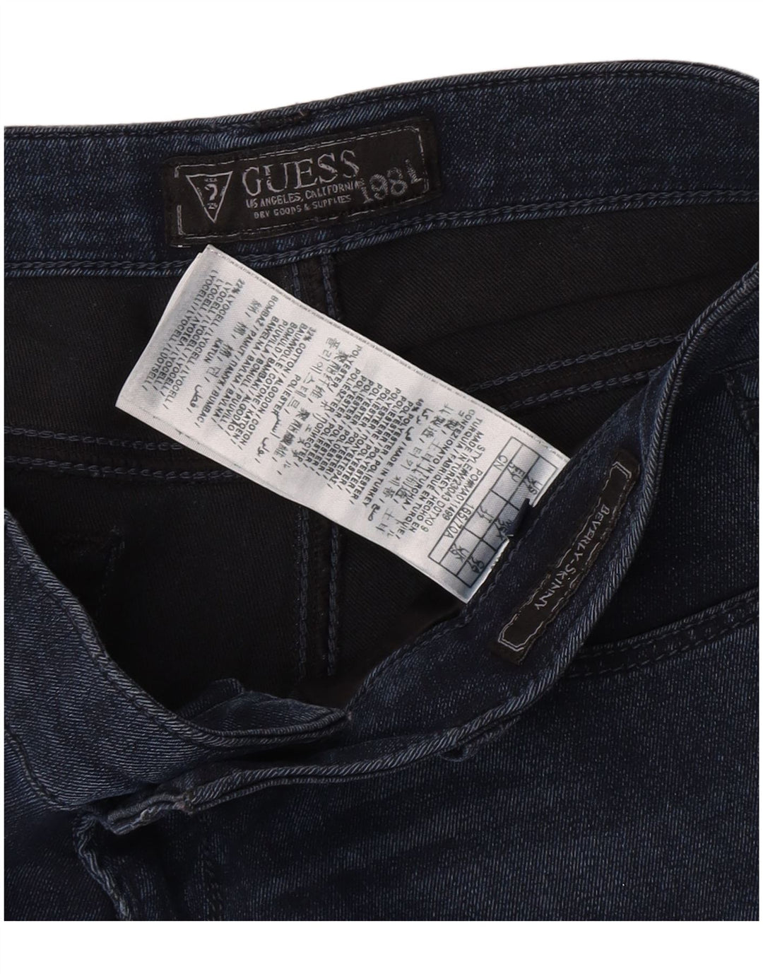 Guess Damskie Beverly Distressed Skinny Jeans W29 L27 Niebieski Poliester
