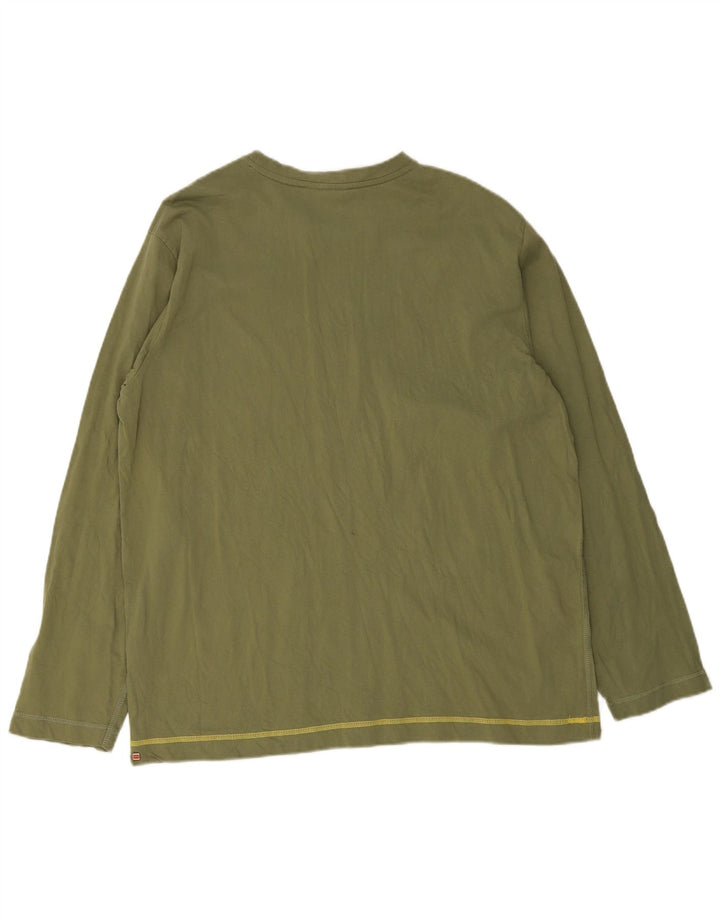 Męski graficzny top Puma z długim rękawem XL, zielony, bawełniany