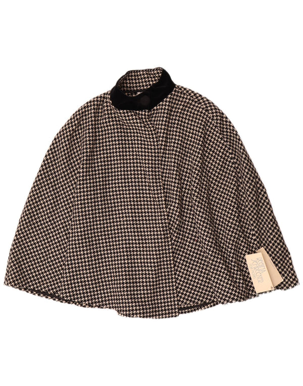 Regina Schrecker Womens Poncho Coat IT 42 Medium Black Houndstooth Wool
