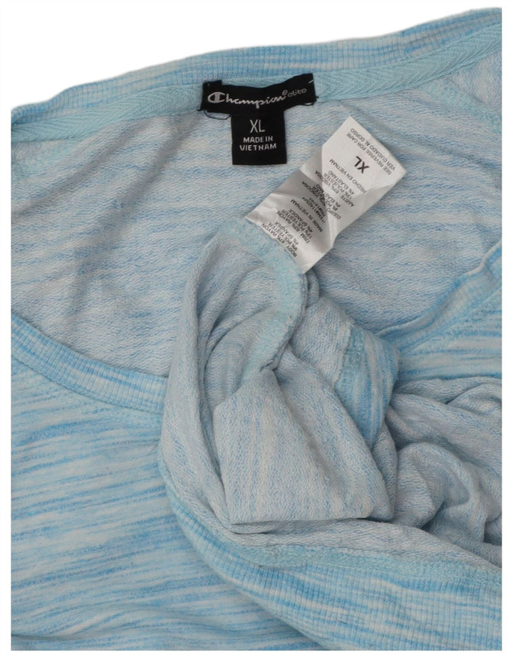 Damski top Champion z długim rękawem UK 18 XL Niebieski nakrapiany sztuczny jedwab